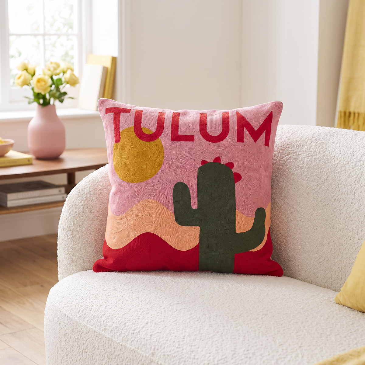 Tulum Cactus Needlepoint Pillow