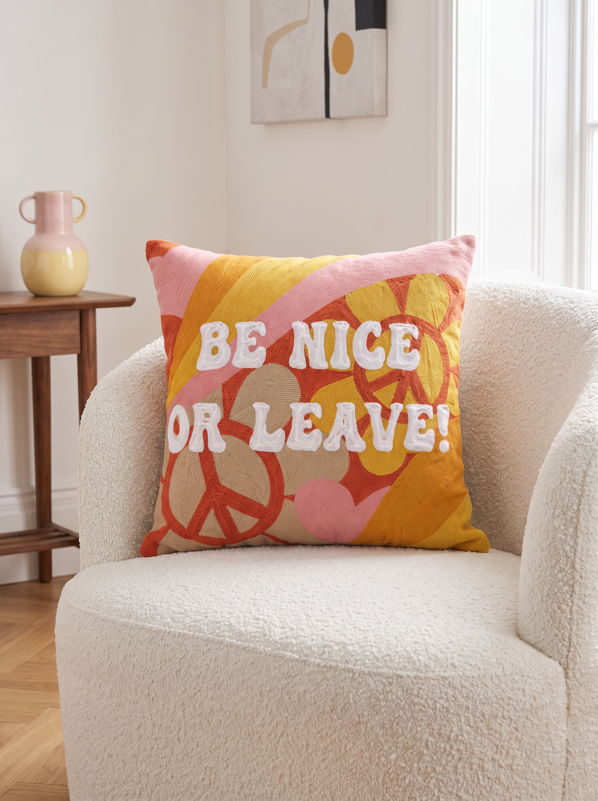 Be Nice or Leave Needlepoint Pillow