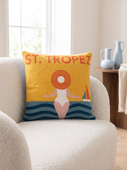 St. Tropez Palm Needlepoint Pillow
