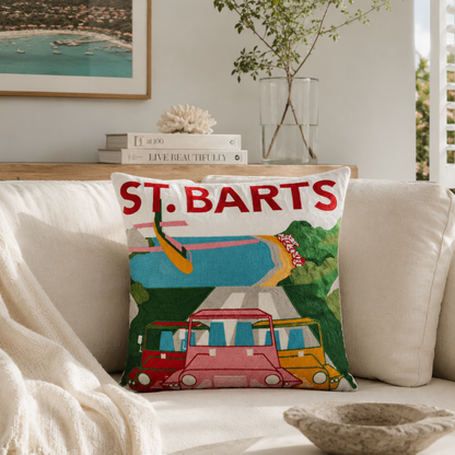 St. Barts Tropical Needlepoint Pillow