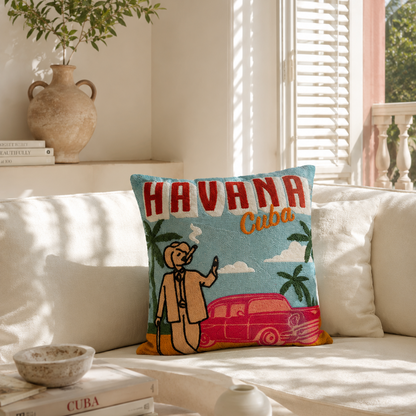 Havana Cuba Needlepoint Pillow