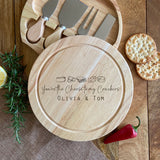 Personalised Couple's Cheese Board Cheese and Crackers Knife Set