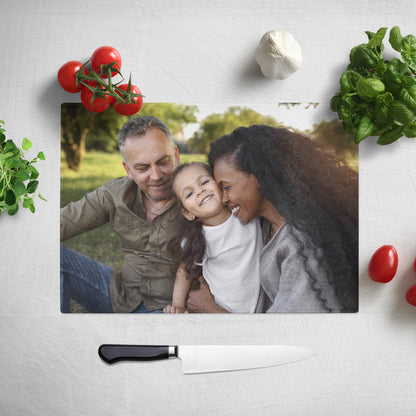 Personalised Photo Glass Chopping Board Worktop Saver
