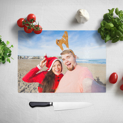 Personalised Photo Glass Chopping Board Worktop Saver