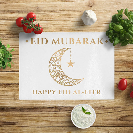 Eid Mubarak Large Glass Serving Board