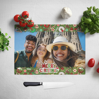 Christmas Treats Photo Large Glass Chopping Board