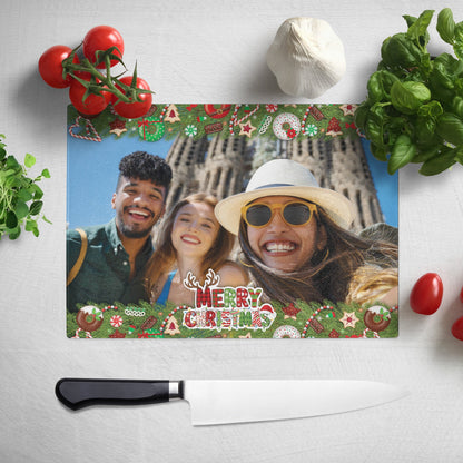 Christmas Treats Photo Large Glass Chopping Board