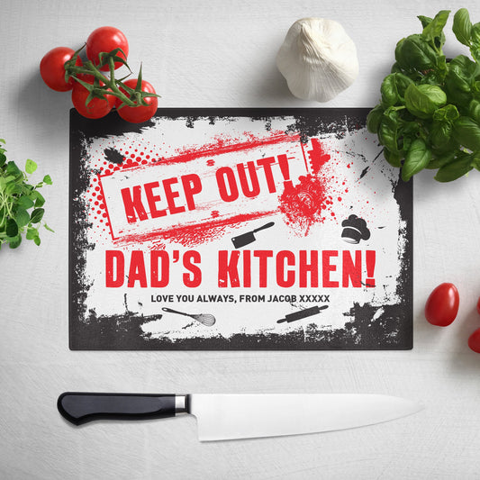 Personalised Keep Out My Kitchen Glass Chopping Board