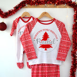 Personalised Festive Pyjamas First Name and Surname All Family Sizes