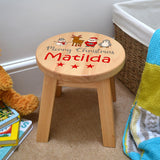 Personalised Christmas Stool with Santa Snowman Penguin and Reindeer