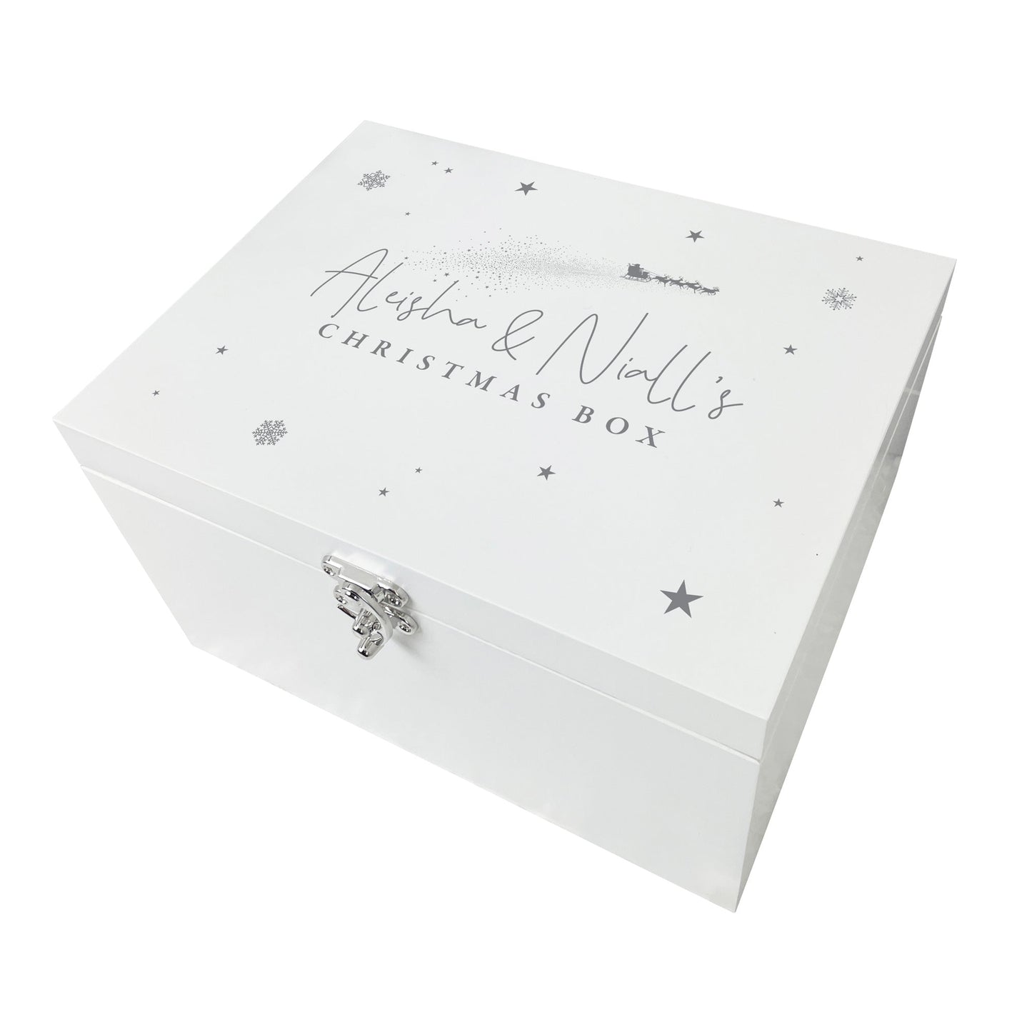 Personalised White Wooden Couples Christmas Eve Box - 3 Sizes