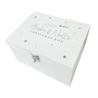Personalised White Wooden Couples Christmas Eve Box - 3 Sizes