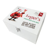 Personalised White Wooden Cartoon Santa Christmas Eve Box - 3 Sizes