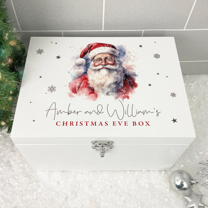 Personalised White Wooden Traditional Santa Christmas Eve Box - 3 Sizes