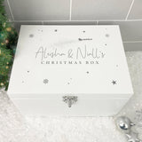 Personalised White Wooden Couples Christmas Eve Box - 3 Sizes