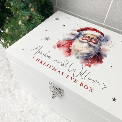 Personalised White Wooden Traditional Santa Christmas Eve Box - 3 Sizes