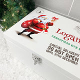 Personalised White Wooden Cartoon Santa Christmas Eve Box - 3 Sizes