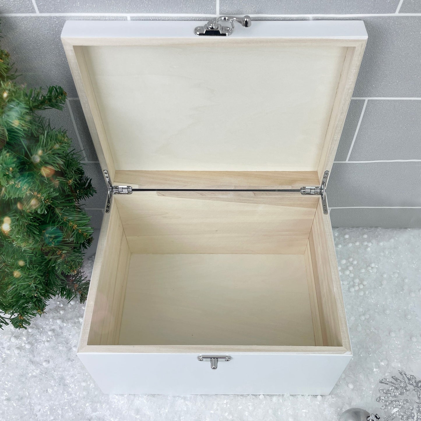Personalised White Wooden Cartoon Santa Christmas Eve Box - 3 Sizes