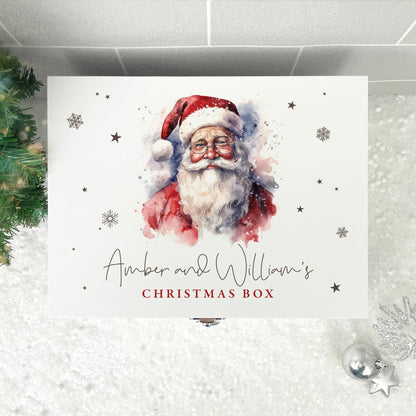 Personalised White Wooden Traditional Santa Christmas Eve Box - 3 Sizes