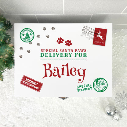 Personalised White Wooden North Pole Stamp Pet Christmas Eve Box - 3 Sizes