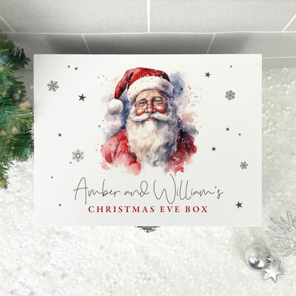 Personalised White Wooden Traditional Santa Christmas Eve Box - 3 Sizes