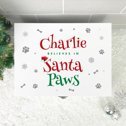 Personalised White Wooden Santa Paws Pet Christmas Eve Box - 3 Sizes
