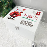 Personalised White Wooden Cartoon Santa Christmas Eve Box - 3 Sizes