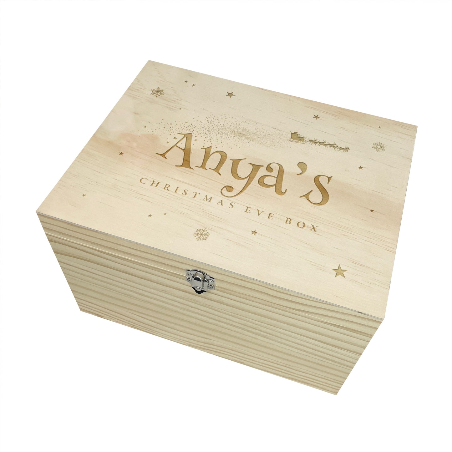 Personalised Santa Sleigh Engraved Christmas Eve Box - 5 Sizes