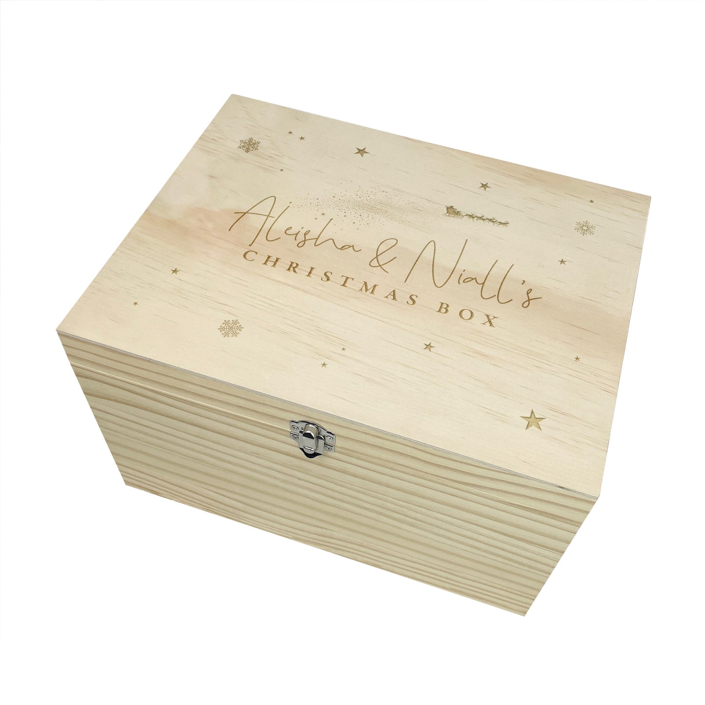 Personalised Engraved Couples Christmas Eve Box - 5 Sizes