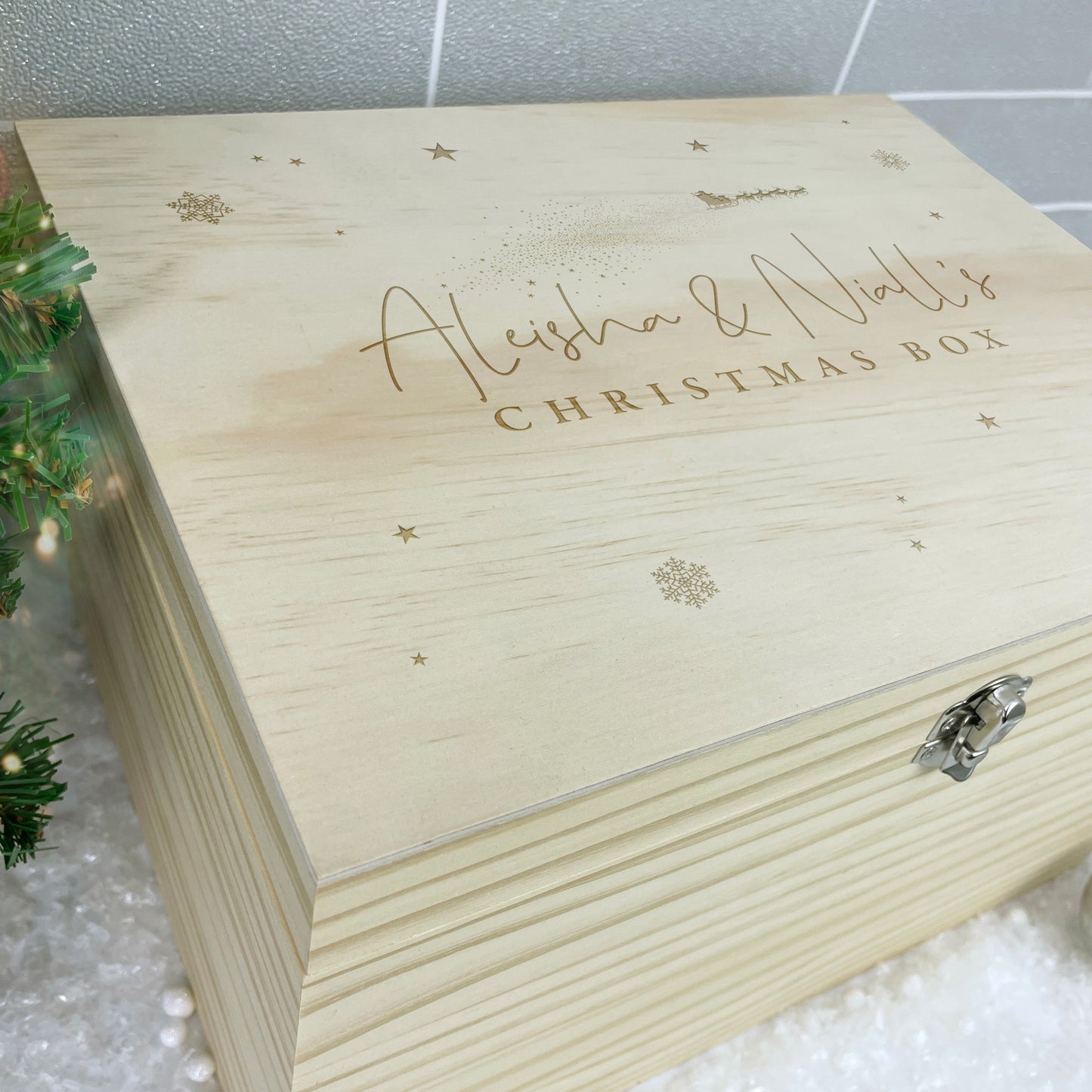 Personalised Engraved Couples Christmas Eve Box - 5 Sizes