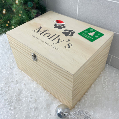 Personalised Santa Hat Paws Pet Christmas Eve Box - 5 Sizes
