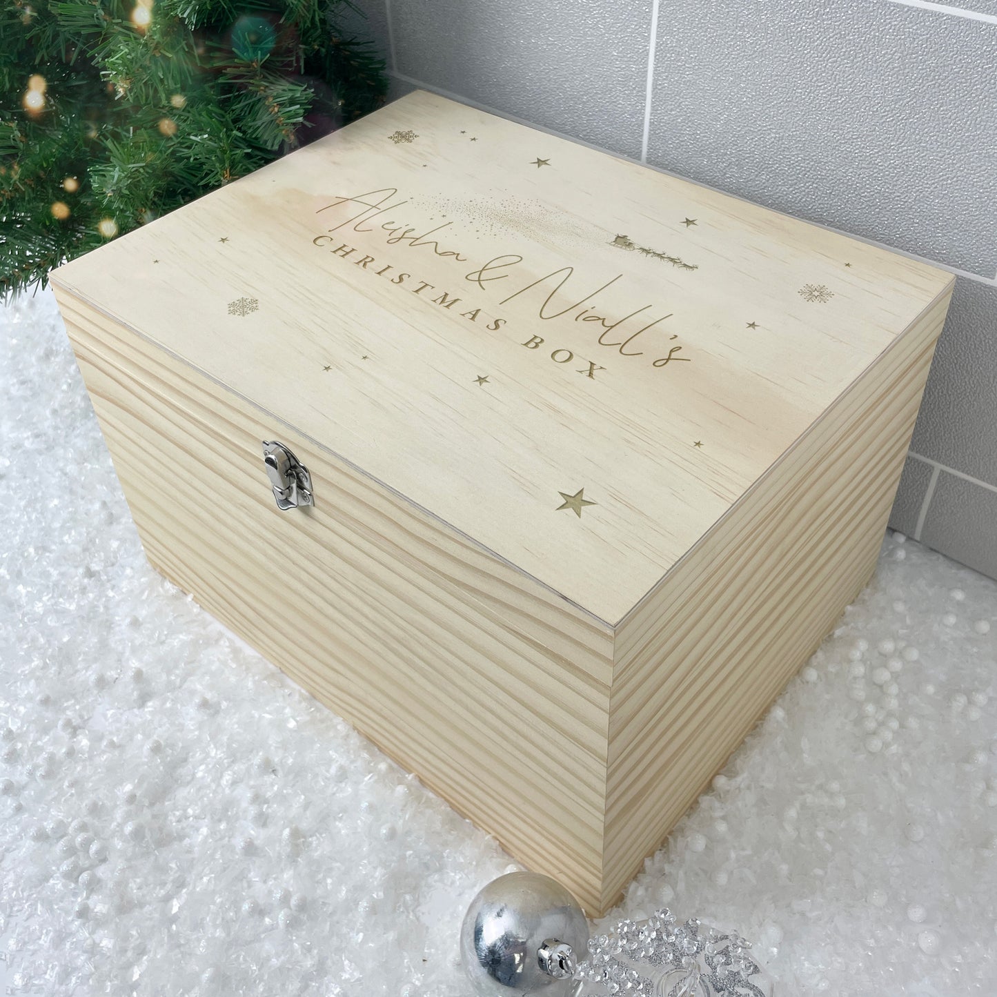 Personalised Engraved Couples Christmas Eve Box - 5 Sizes