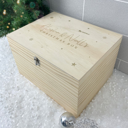 Personalised Engraved Couples Christmas Eve Box - 5 Sizes