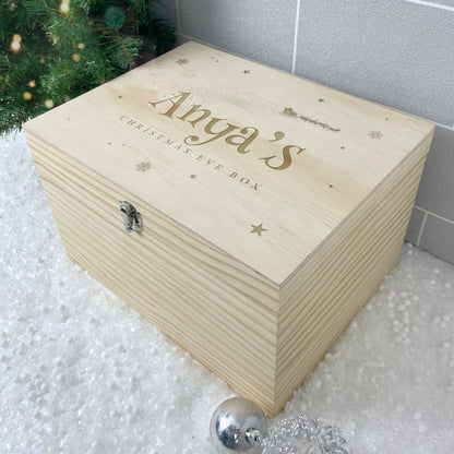 Personalised Santa Sleigh Engraved Christmas Eve Box - 5 Sizes