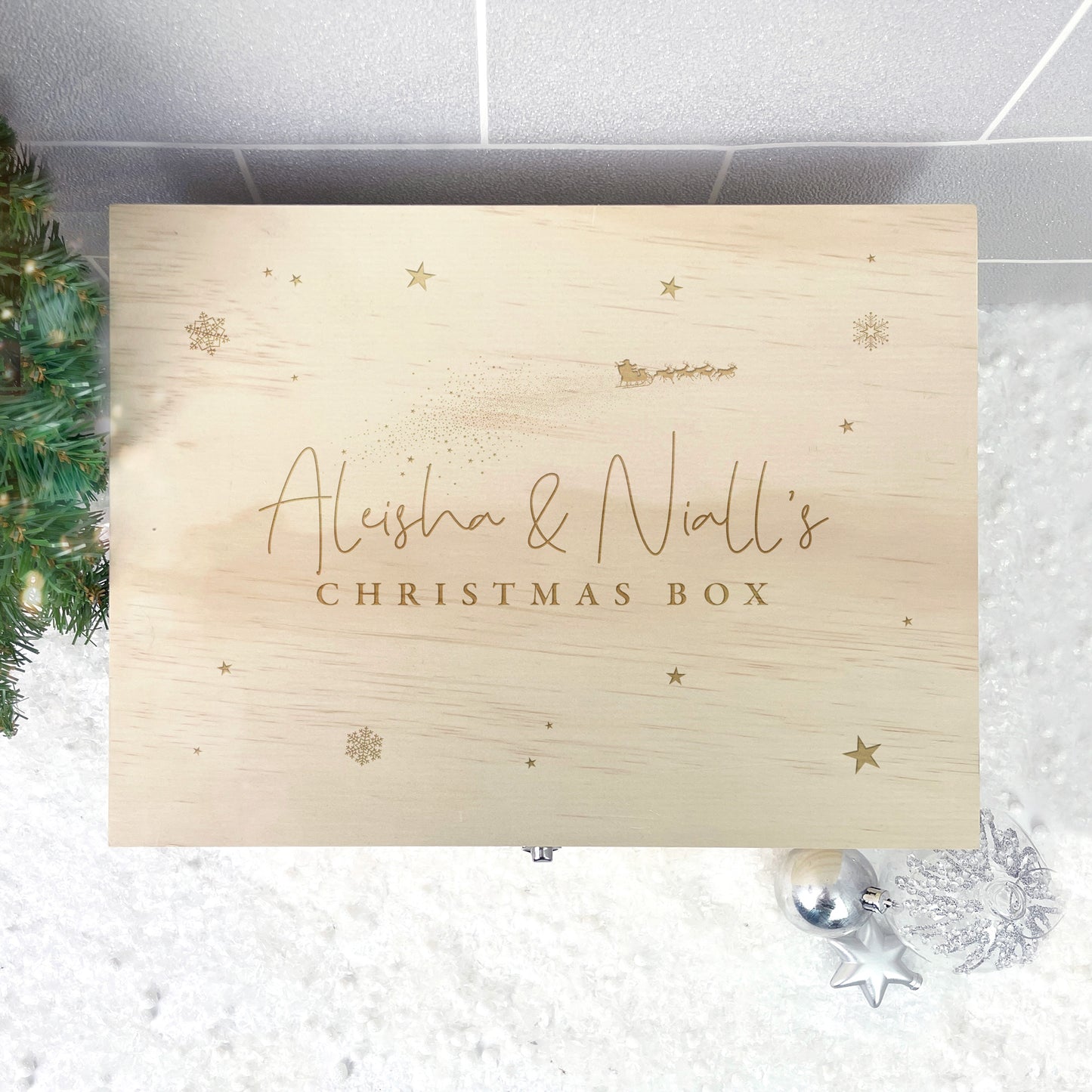 Personalised Engraved Couples Christmas Eve Box - 5 Sizes
