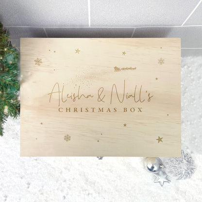 Personalised Engraved Couples Christmas Eve Box - 5 Sizes