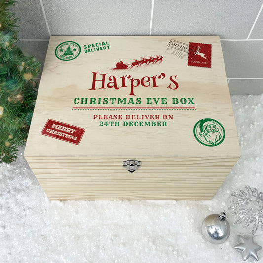 Personalised North Pole Postal Stamp Christmas Eve Box - 5 Sizes