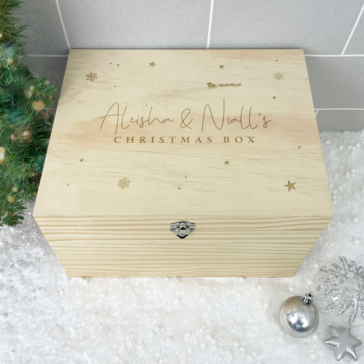 Personalised Engraved Couples Christmas Eve Box - 5 Sizes