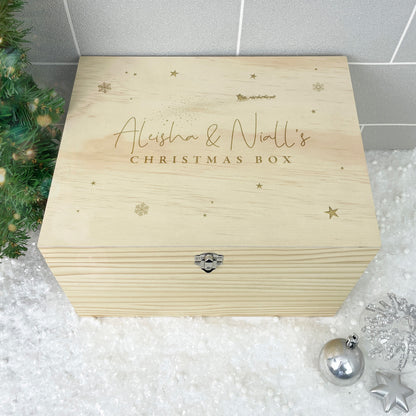 Personalised Engraved Couples Christmas Eve Box - 5 Sizes