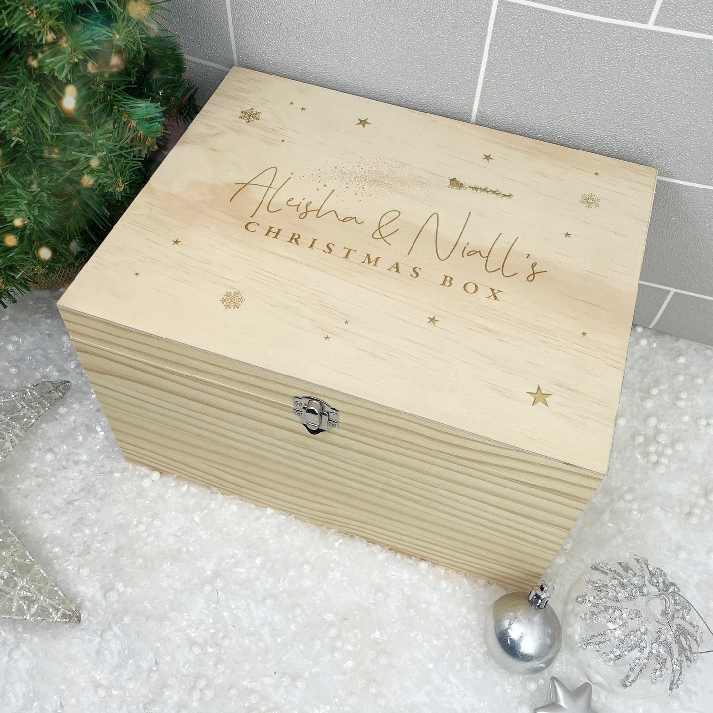 Personalised Engraved Couples Christmas Eve Box - 5 Sizes