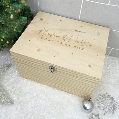 Personalised Engraved Couples Christmas Eve Box - 5 Sizes