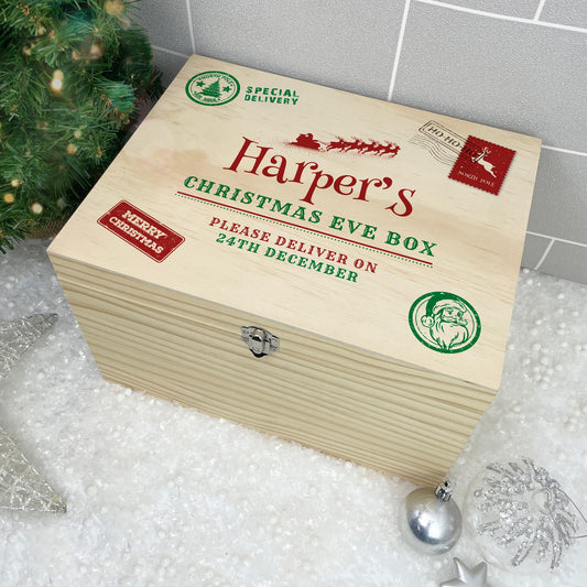 Personalised North Pole Postal Stamp Christmas Eve Box - 5 Sizes