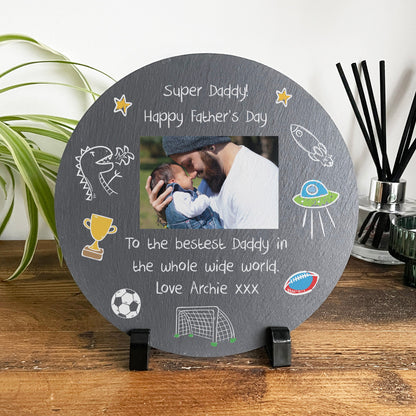 Personalised 'Our Adventures' From the Kids/Grandkids Circular Slate With Stand 20cm