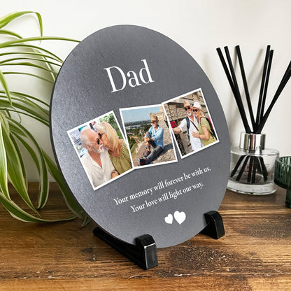 Personalised Circular Photo Slate With Stand 20cm
