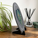 Personalised Heart Map Location Circular Slate Plaque With Stand 20cm