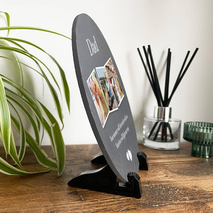 Personalised Circular Photo Slate With Stand 20cm