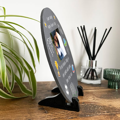 Personalised 'Our Adventures' From the Kids/Grandkids Circular Slate With Stand 20cm