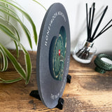 Personalised Heart Map Location Circular Slate Plaque With Stand 20cm