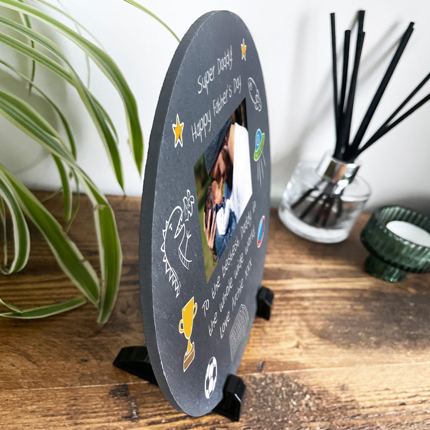 Personalised 'Our Adventures' From the Kids/Grandkids Circular Slate With Stand 20cm