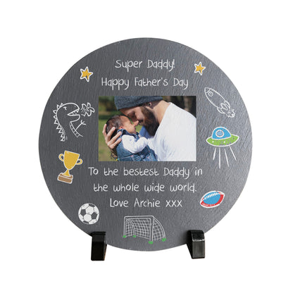 Personalised 'Our Adventures' From the Kids/Grandkids Circular Slate With Stand 20cm